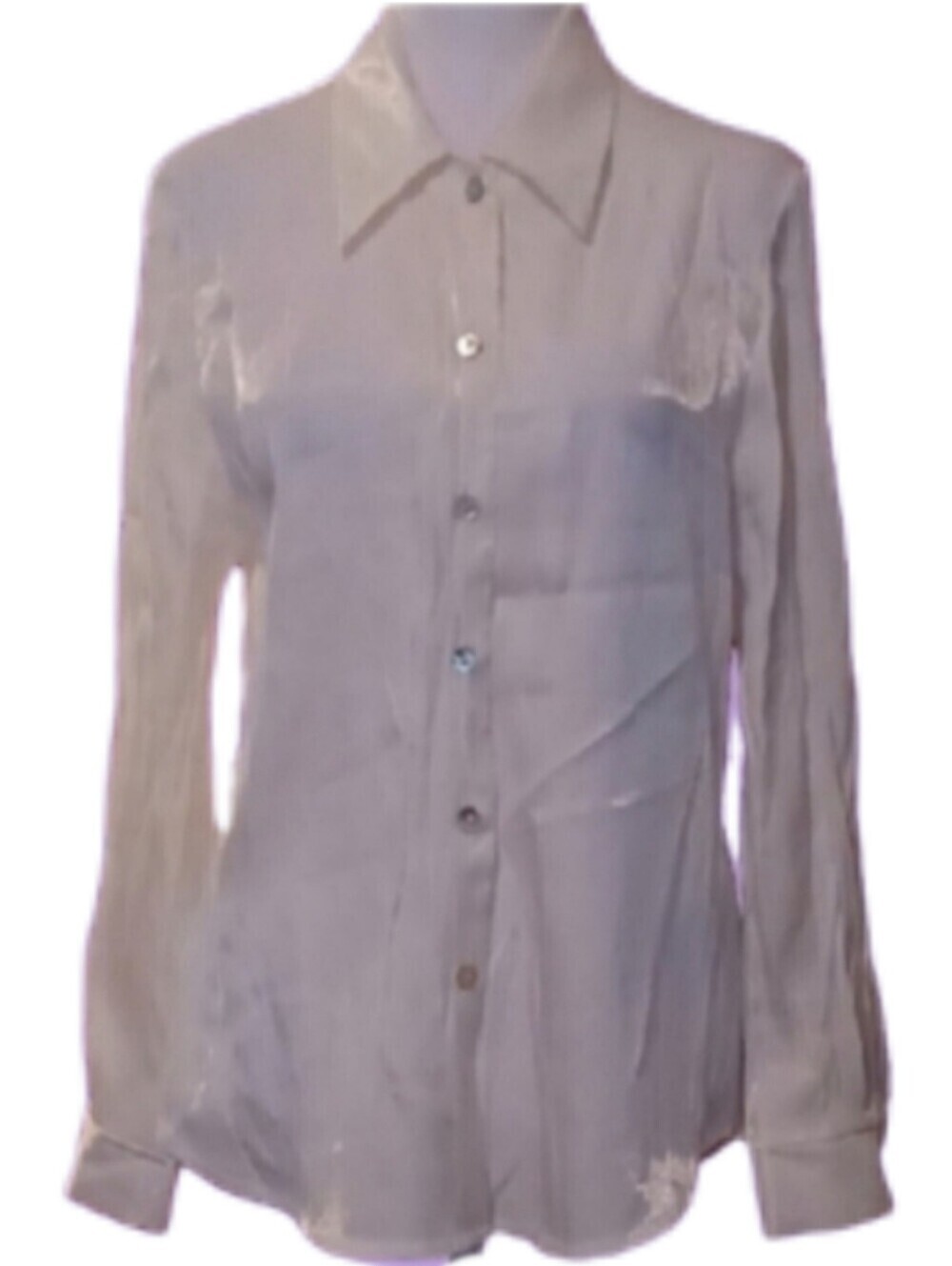 ^ Bedo White Button-Up Blouse With Sparkly Fabric Women's Size Large